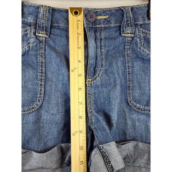 Lauren Conrad Shorts Womens 8 Blue Chambray Flip Pockets Momcore Cuffed Shorts - Picture 5 of 11